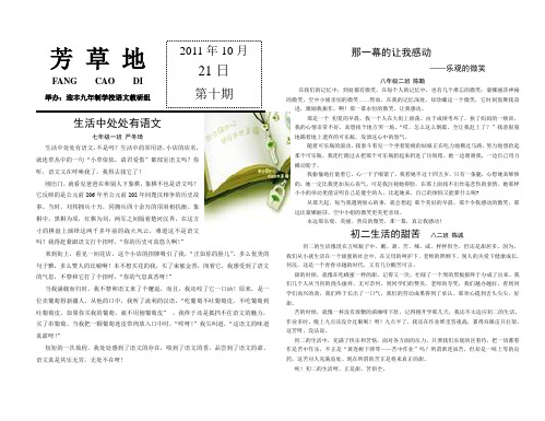 陕西省石泉县迎丰九年制学校芳草地文学社校刊 第10期