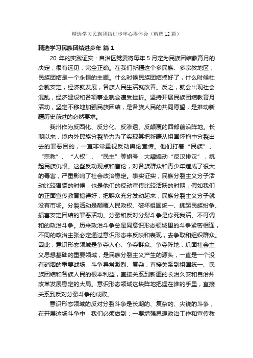 精选学习民族团结进步年心得体会（精选12篇）