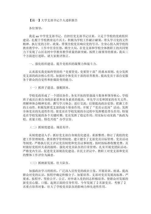 大学支部书记个人述职报告(最新)