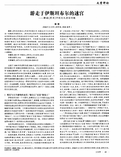 游走于伊斯坦布尔的迷宫——解读《黑书》中的文化身份问题