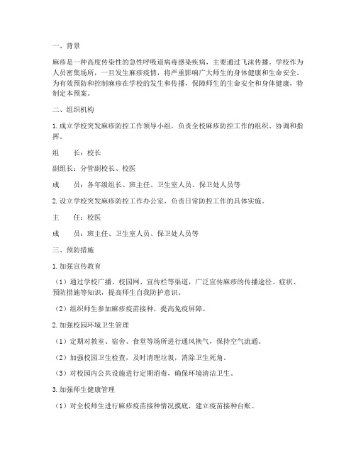 学校突发麻疹应急预案