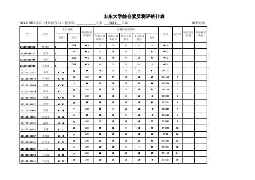 山东大学综合素质测评统计表