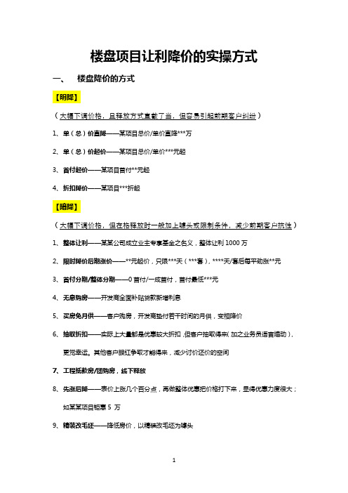楼盘项目降价让利的几种方式