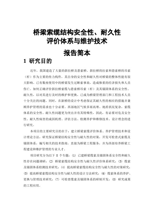 桥梁索缆结构安全性、耐久性评价体系与维护技术