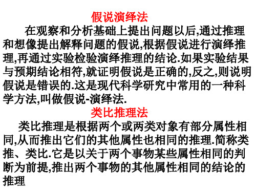 类比推理和假说演绎法的比较