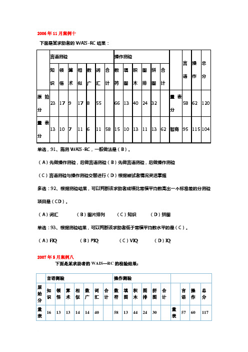 三级操作技能真题汇总(WAIS-RC))含答案范文