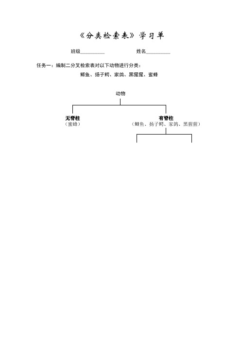 分类检索表