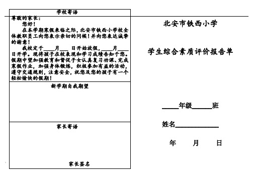 学生综合素质评价报告单