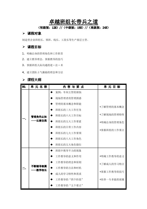 卓越班组长带兵之道