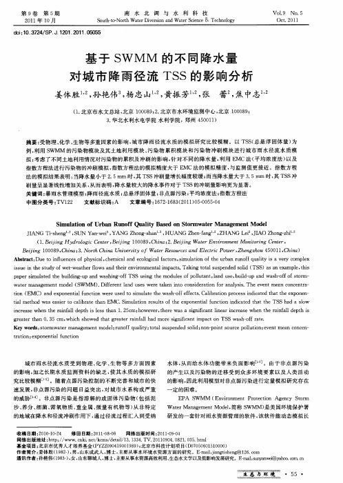 基于SWMM的不同降水量对城市降雨径流TSS的影响分析