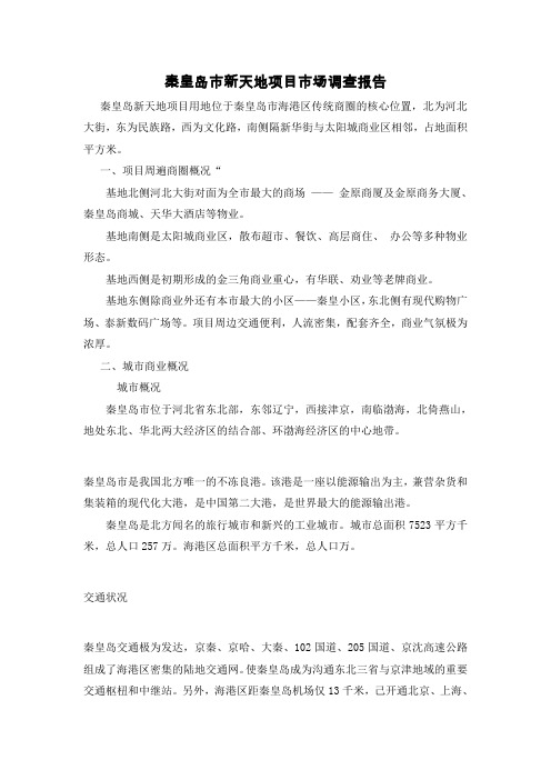 秦皇岛市商业项目市场调查(资料)