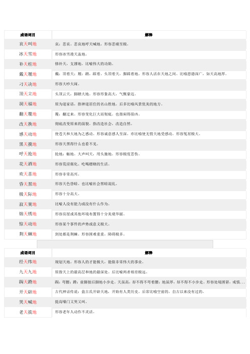 A天B地成语大全