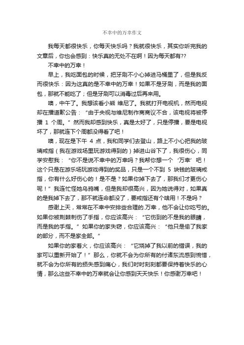 不幸中的万幸作文