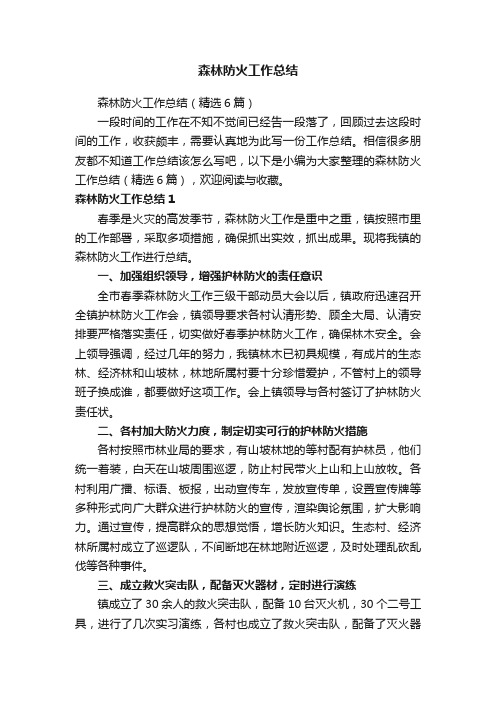 森林防火工作总结