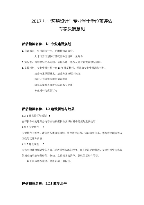 2017年环境设计专业学士学位预