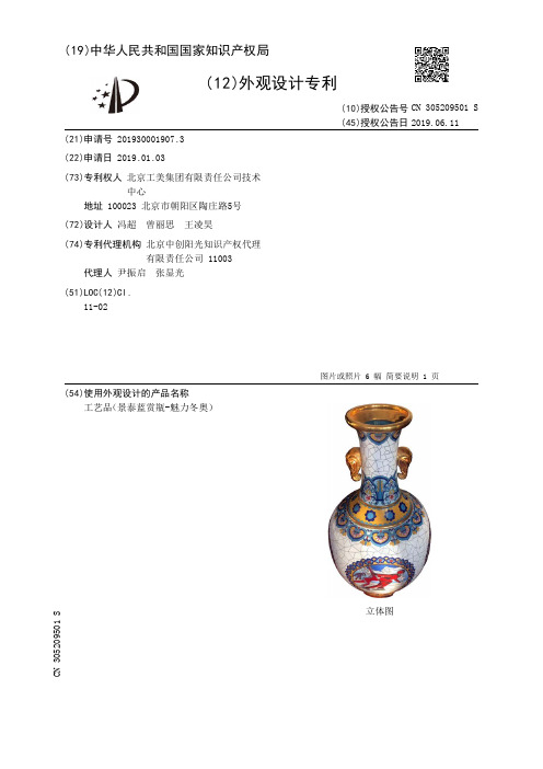 【CN305209501S】工艺品景泰蓝赏瓶-魅力冬奥【专利】