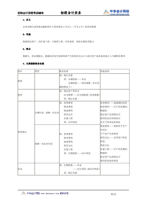 初级会计职称《初级会计实务》知识点：长期借款