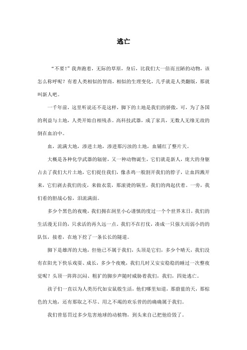逃亡_小学六年级作文1100字
