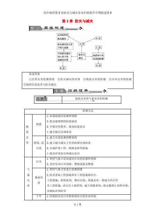 高中地理第3章防灾与减灾章末归纳提升中图版选修5