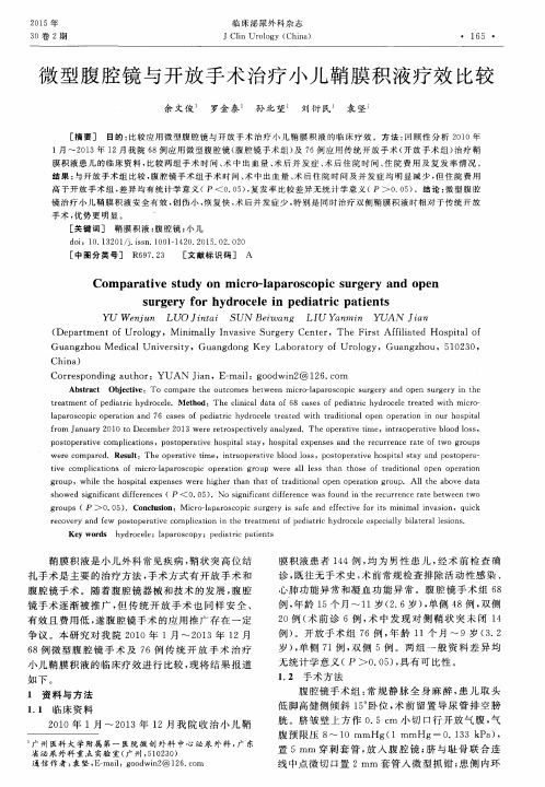 微型腹腔镜与开放手术治疗小儿鞘膜积液疗效比较