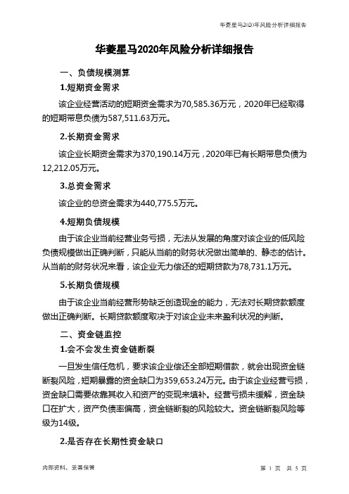 华菱星马2020年财务风险分析详细报告