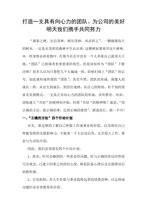 打造一支具有向心力的团队教学文案