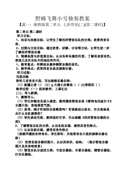 野蜂飞舞小号独奏教案