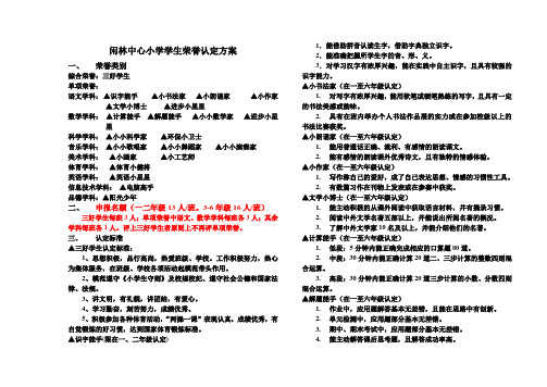 闲林中心小学学生荣誉认定方案