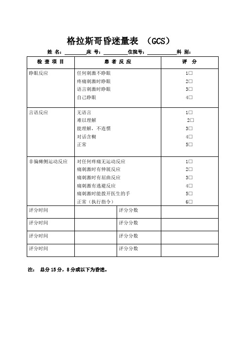 (完整word版)GCS评分表