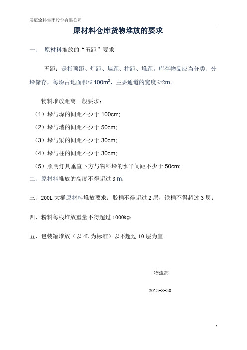 原材料仓库货物堆放的要求
