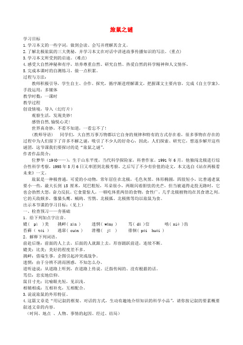 八年级语文下册 13 旅鼠之谜教案 新人教版