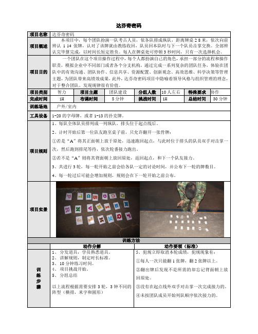 达芬奇密码分项目活动细则