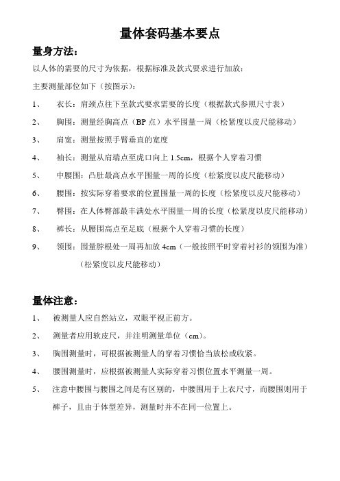 量体套码基本要点