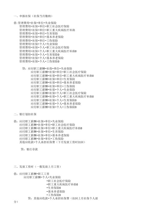 工资社保详细分录