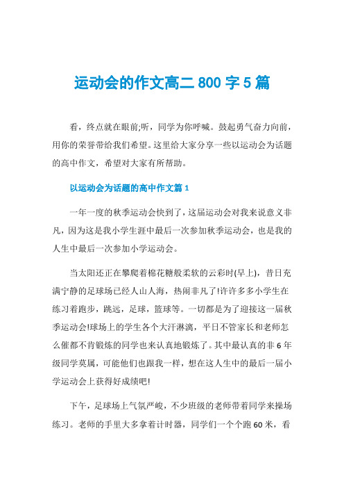 运动会的作文高二800字5篇