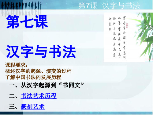 岳麓版高中历史必修3第7课汉字与书法课件