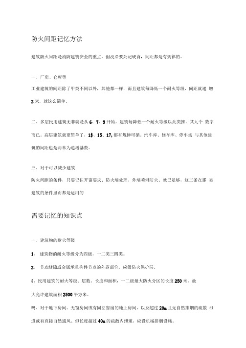 防火间距记忆方法+记忆知识点
