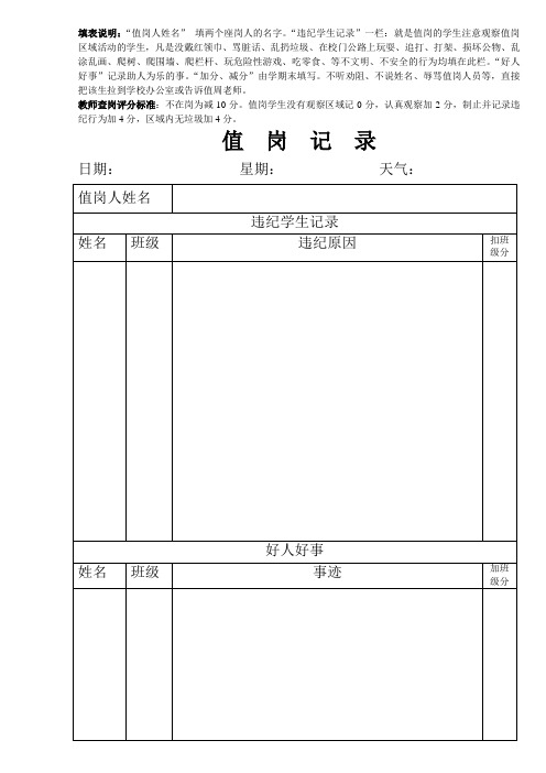 值岗记录
