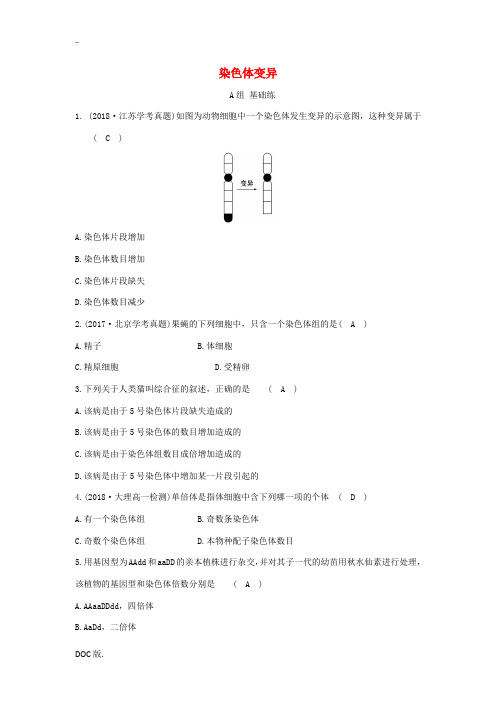 高中生物 分层训练 进阶冲关 5.2 染色体变异(含解析)新人教版高一必修2生物试题