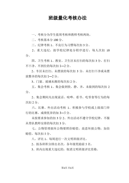 班级量化考核办法