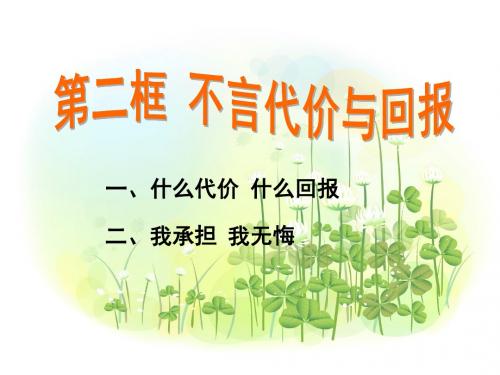 最新人教版九年级思品《不言代价与回报》PPT