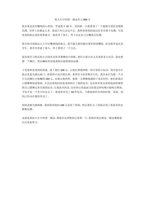 我人生中的第一桶金作文600字