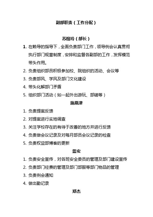 权益部副部职责