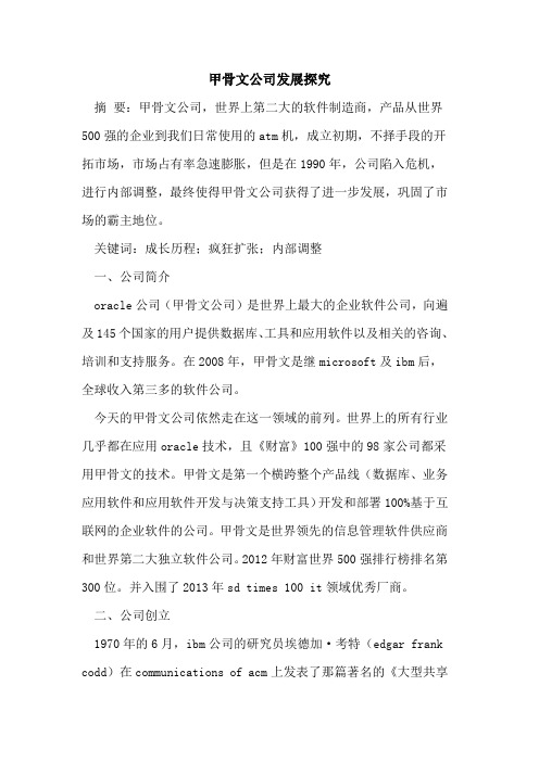 甲骨文公司发展探究
