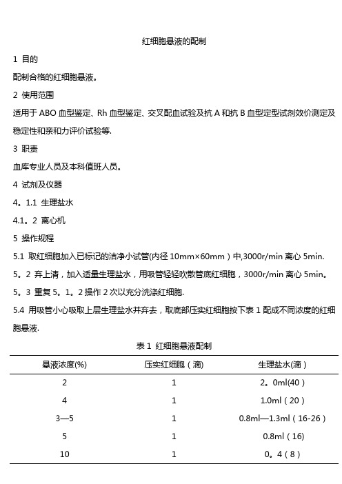 红细胞悬液的配制