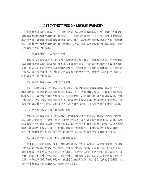 当前小学数学两级分化现象的解决策略