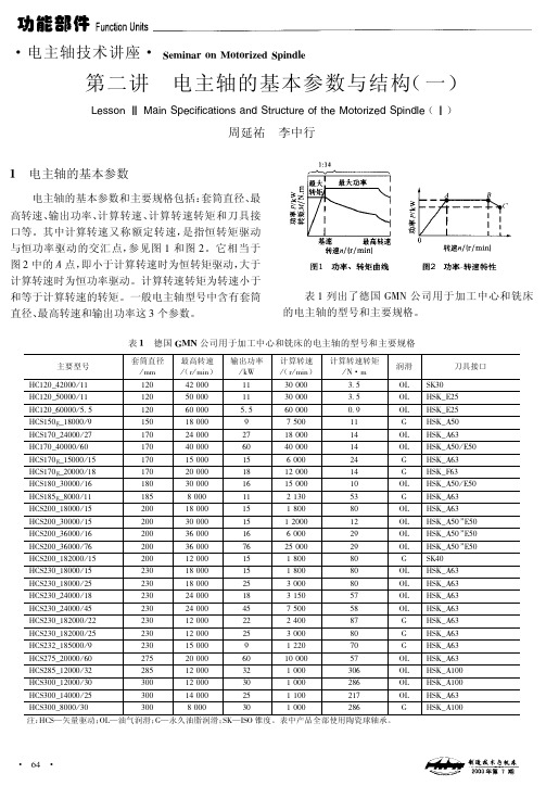 电主轴的基本参数与结构1