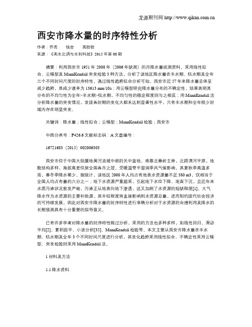 西安市降水量的时序特性分析