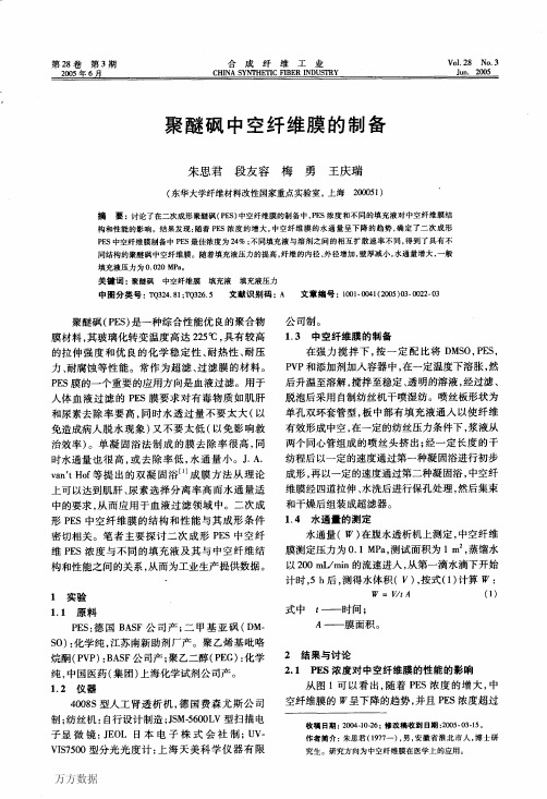聚醚砜中空纤维膜的制备