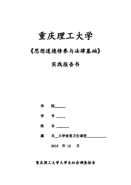 《思想道德修养与法律基础》课程调查报告 封面、格式